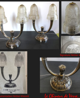 Hettier-Vincent : Paire de Lampes doubles