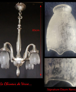 Daum : Lustre Verre Givré